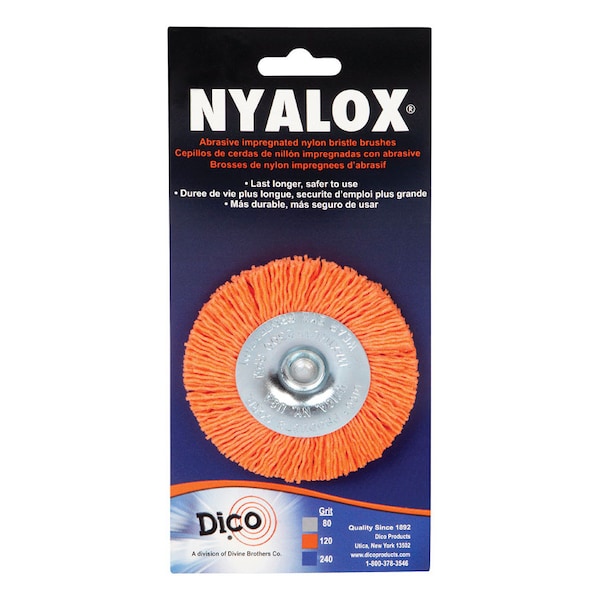 Dico Dico Nyalok 3 in. Medium Crimped Mandrel Mounted Wheel Brush Nylon 2500 rpm 1 pc 541-777-3 - main